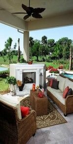 Outdoor fireplace of Taylor Woodrow's Corasol